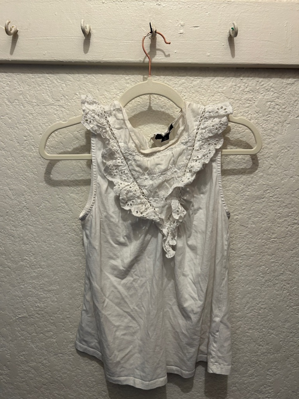 J. Crew White Eyelet Ruffle Camisole
